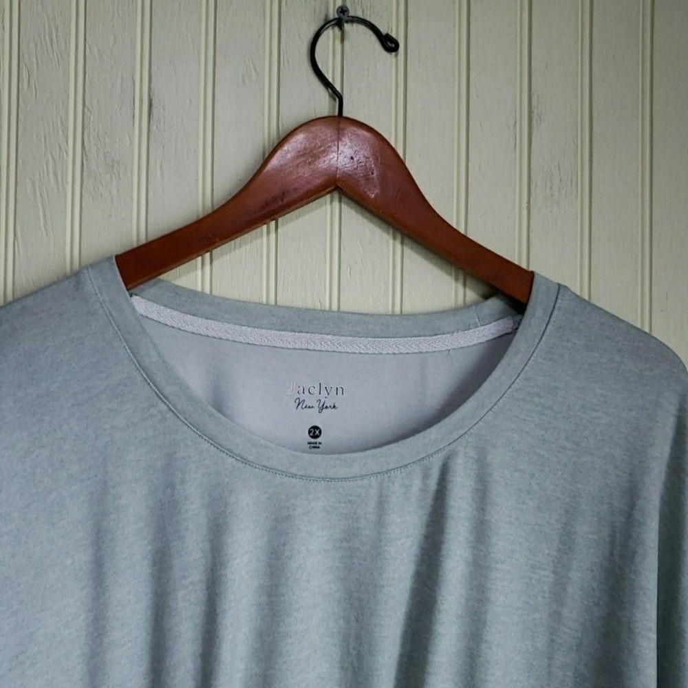 Jaclyn New York Shirt Womens Plus 2X Gray Crew Neck Short Sleeve Solid Top